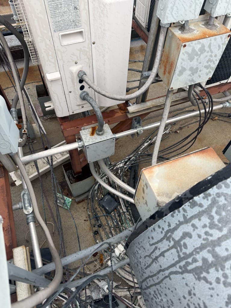 Control panel wiring and terminals — commercial HVAC