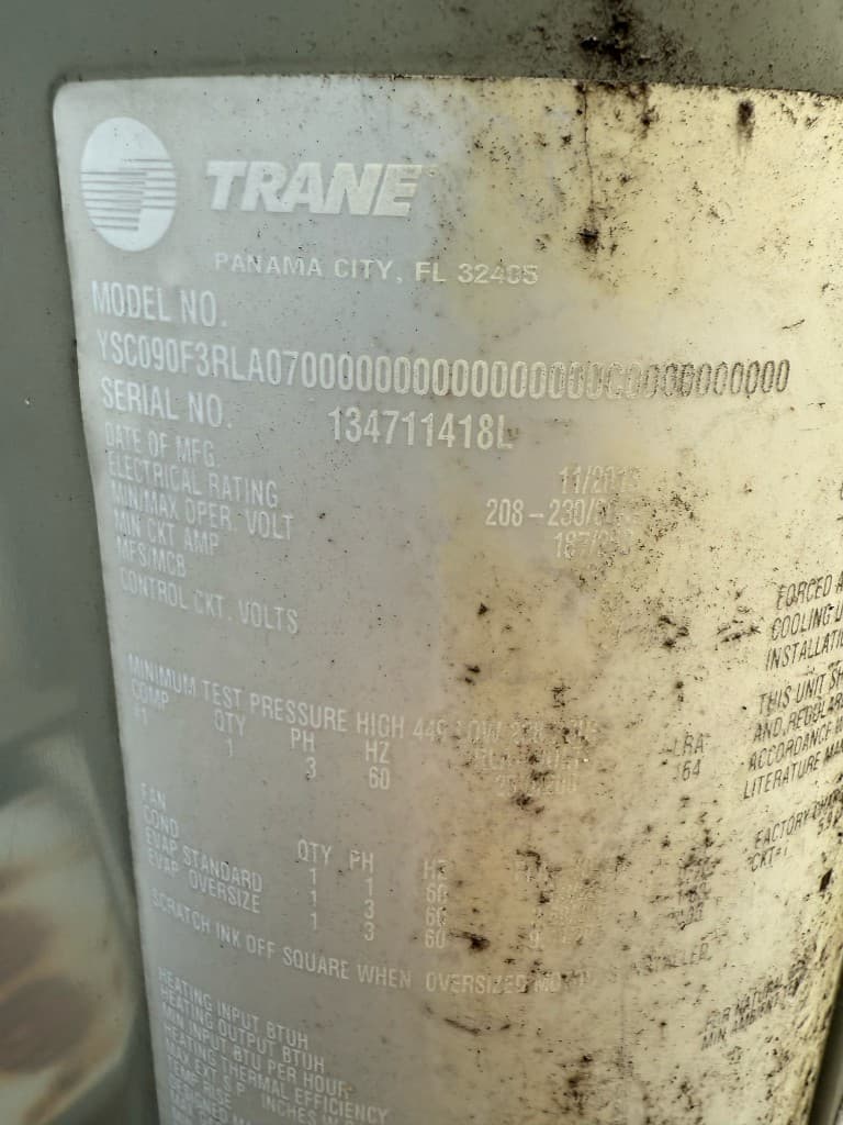 Fujitsu split-type air conditioner — outdoor unit nameplate