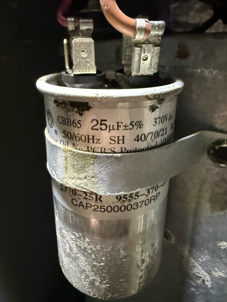 Run capacitor — component replacement during service